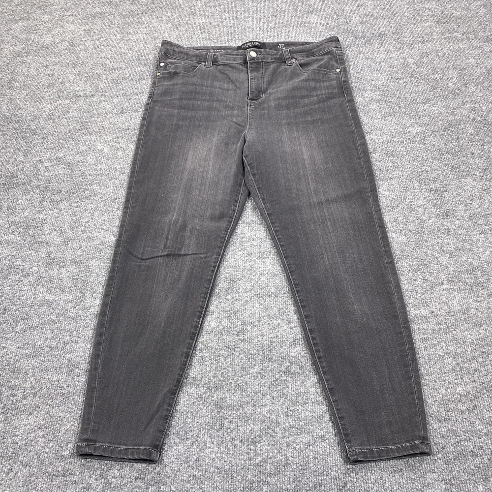 Liverpool High-Rise Ankle Jeans Womens 14/32 Gray Charcoal Slim Stretch Denim